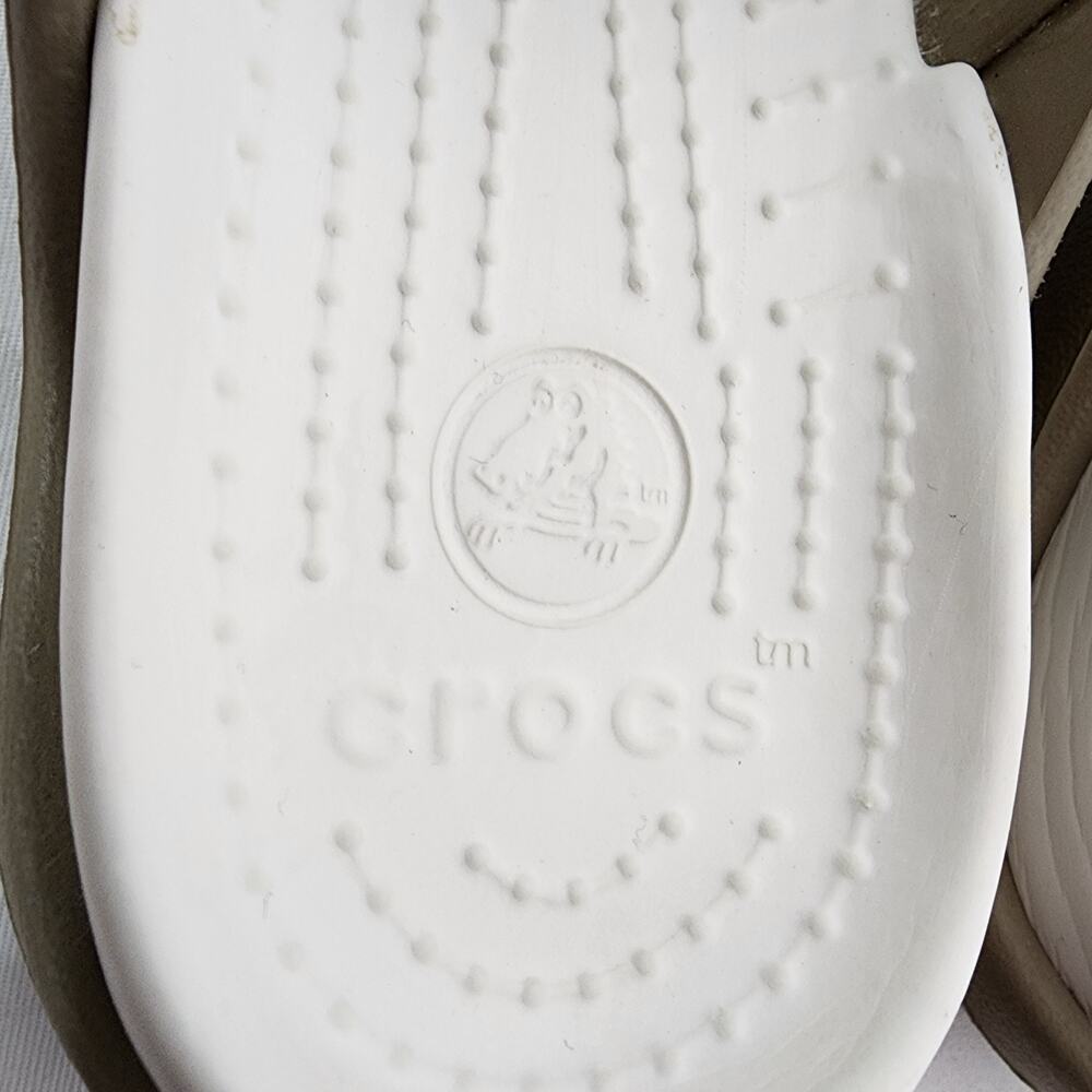 Crocs Women’s Cleo III T Strap Comfort Sandals Slip On Casual White Taupe Size 8 - Picture 10 of 12